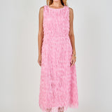 Fringe Sleeveless Midi Dress