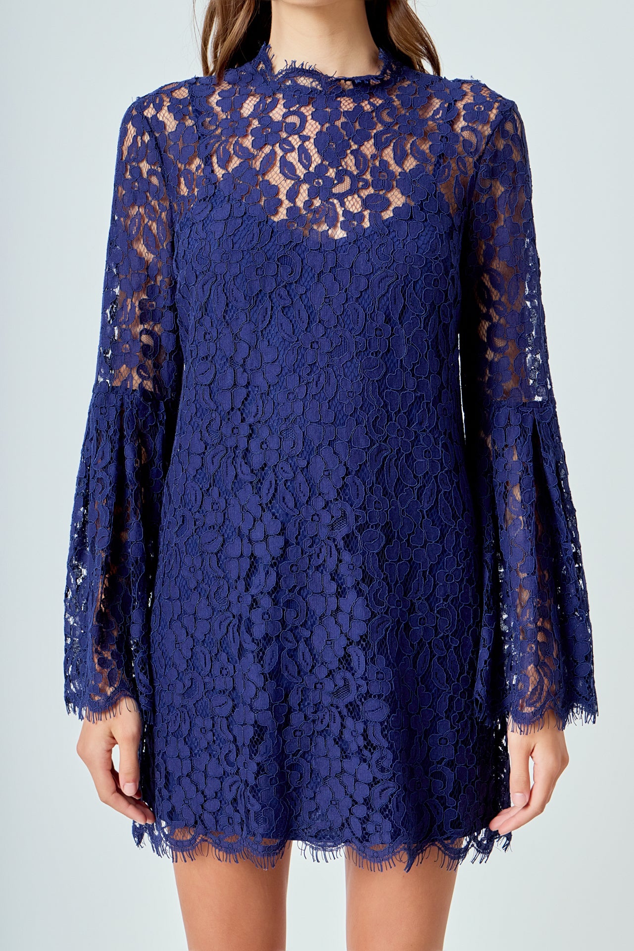 Endless Rose - Bell Sleeve Lace Dress NAVY / XS Endless Rose - Bell Sleeve Lace Dress NAVY / XS