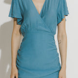 Wrap Style Ruched Mini Dress