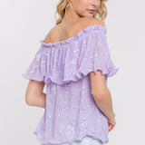 Tiered Sequin Chiffon Top