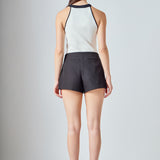 Contrast Halter Neck Top