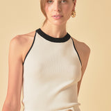 Contrast Halter Neck Top