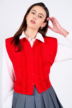 Pintuck Details Sleeveless Blouse