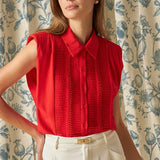 Pintuck Details Sleeveless Blouse