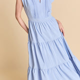 Pintuck Details Sleeveless Midi Dress