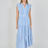 Pintuck Details Sleeveless Midi Dress