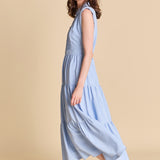 Pintuck Details Sleeveless Midi Dress