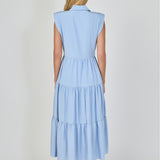 Pintuck Details Sleeveless Midi Dress