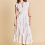 Pintuck Details Sleeveless Midi Dress
