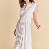 Pintuck Details Sleeveless Midi Dress