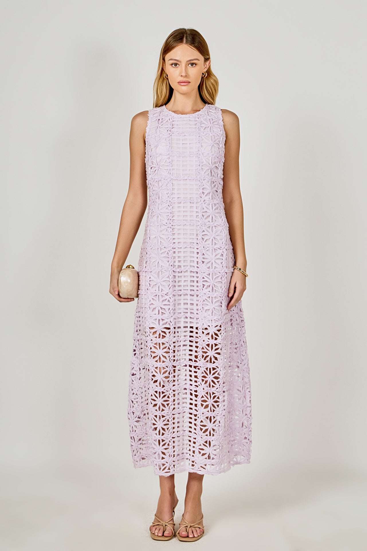 Textured Sleeveless Maxi Dress