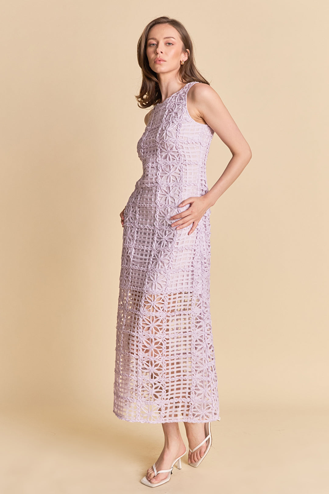 Women's Textured Maxi Dress With Long Sleeves