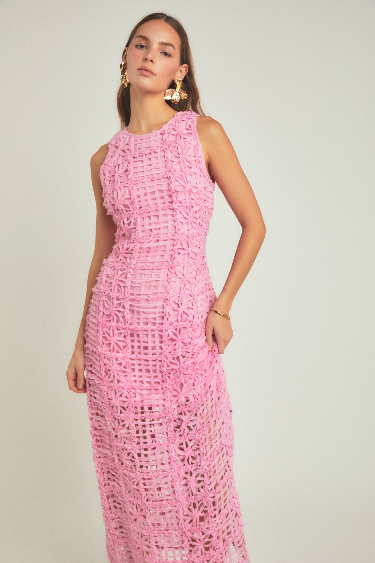 Discover the Textured Sleeveless Maxi Dress by Endless Rose