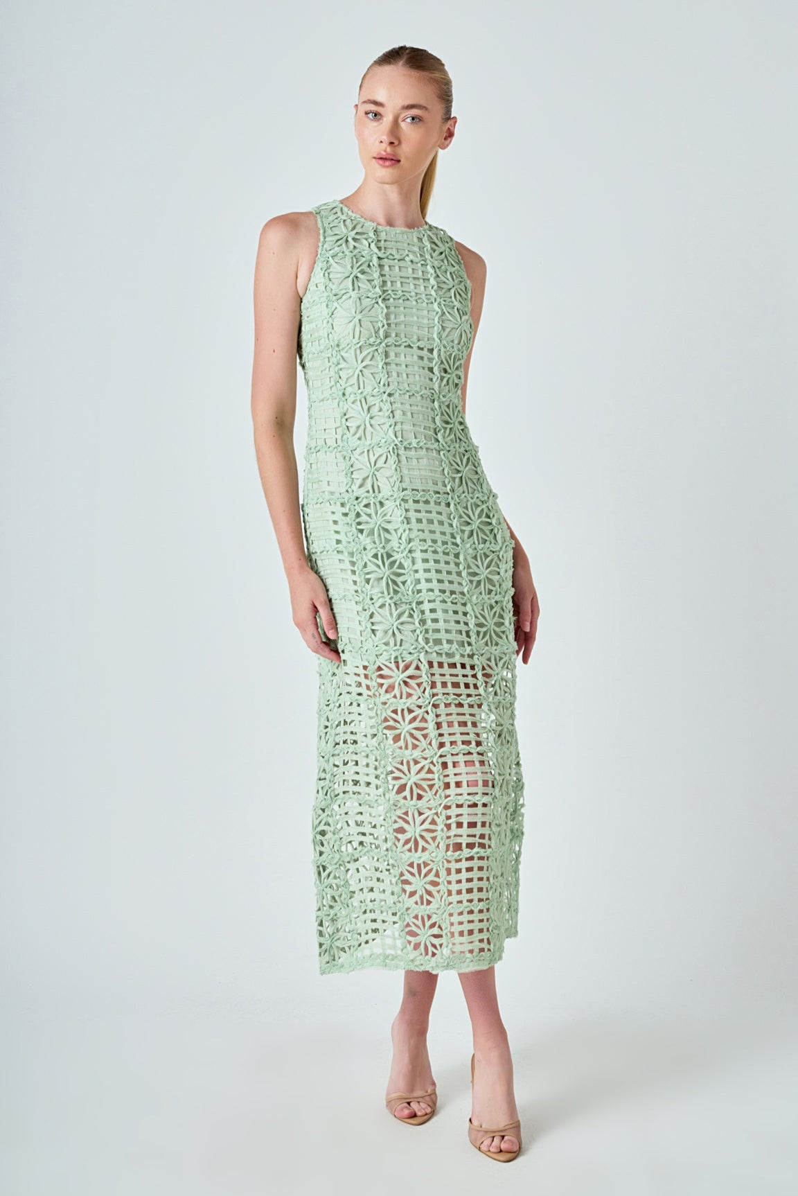 Textured Sleeveless Maxi Dress