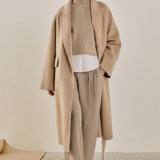 Handmade Blend Belted Maxi Coat