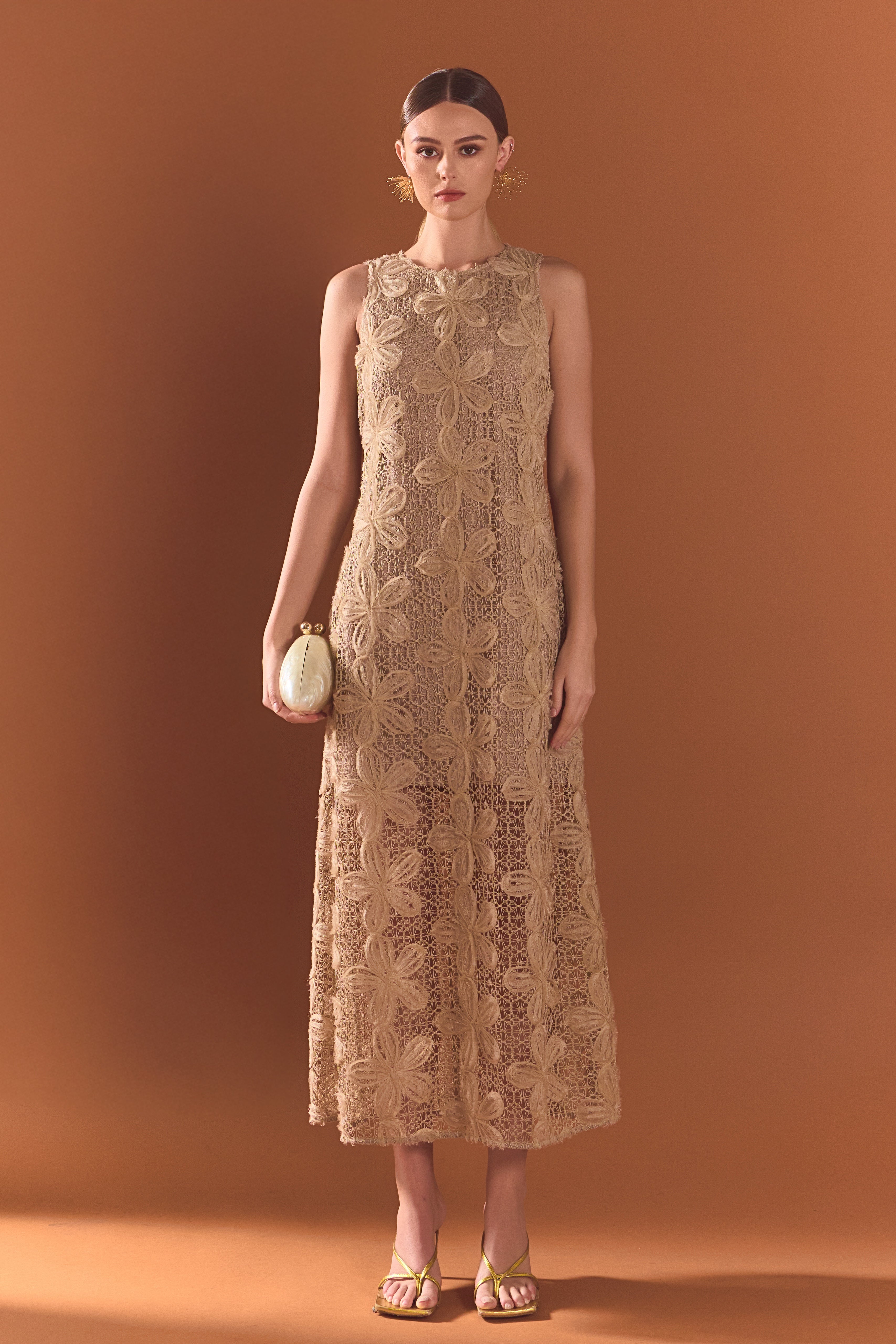 Endless Rose | Dotty Sleeveless V-Neck Ruffled Maxi Dress Endless Rose | Dotty Sleeveless V-Neck Ruffled Maxi Dress