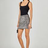 Floral Sequins Velvet Mini Skirt