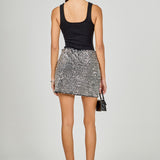 Floral Sequins Velvet Mini Skirt