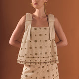 Bow Sleeveless Beaded Top