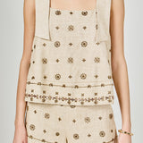 Bow Sleeveless Beaded Top