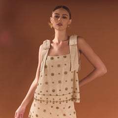 Bow Sleeveless Beaded Top