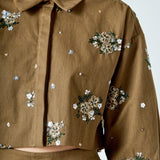 Eve Sequined and Beaded Cropped Shirt