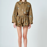 Eve Sequined and Beaded Cropped Shirt