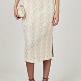 Beaded Pearl Midi Skirt
