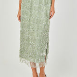 Sequin Fringe Midi Skirt