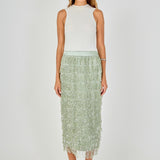Sequin Fringe Midi Skirt