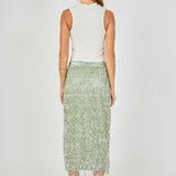 Sequin Fringe Midi Skirt