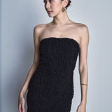 Strapless Smocking Detail Bodycon Mini Dress