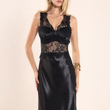 Lace Trim Sleevesless Midi Dress