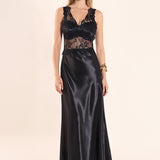 Lace Trim Sleevesless Midi Dress