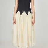 Contrast Color Midi Dress