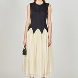 Contrast Color Midi Dress