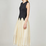 Contrast Color Midi Dress