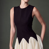 Contrast Color Midi Dress