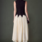 Contrast Color Midi Dress
