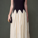 Contrast Color Midi Dress