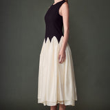 Contrast Color Midi Dress