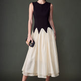 Contrast Color Midi Dress