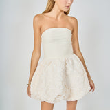 Floral Applique Strapless Mini Dress