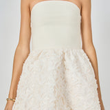 Floral Applique Strapless Mini Dress