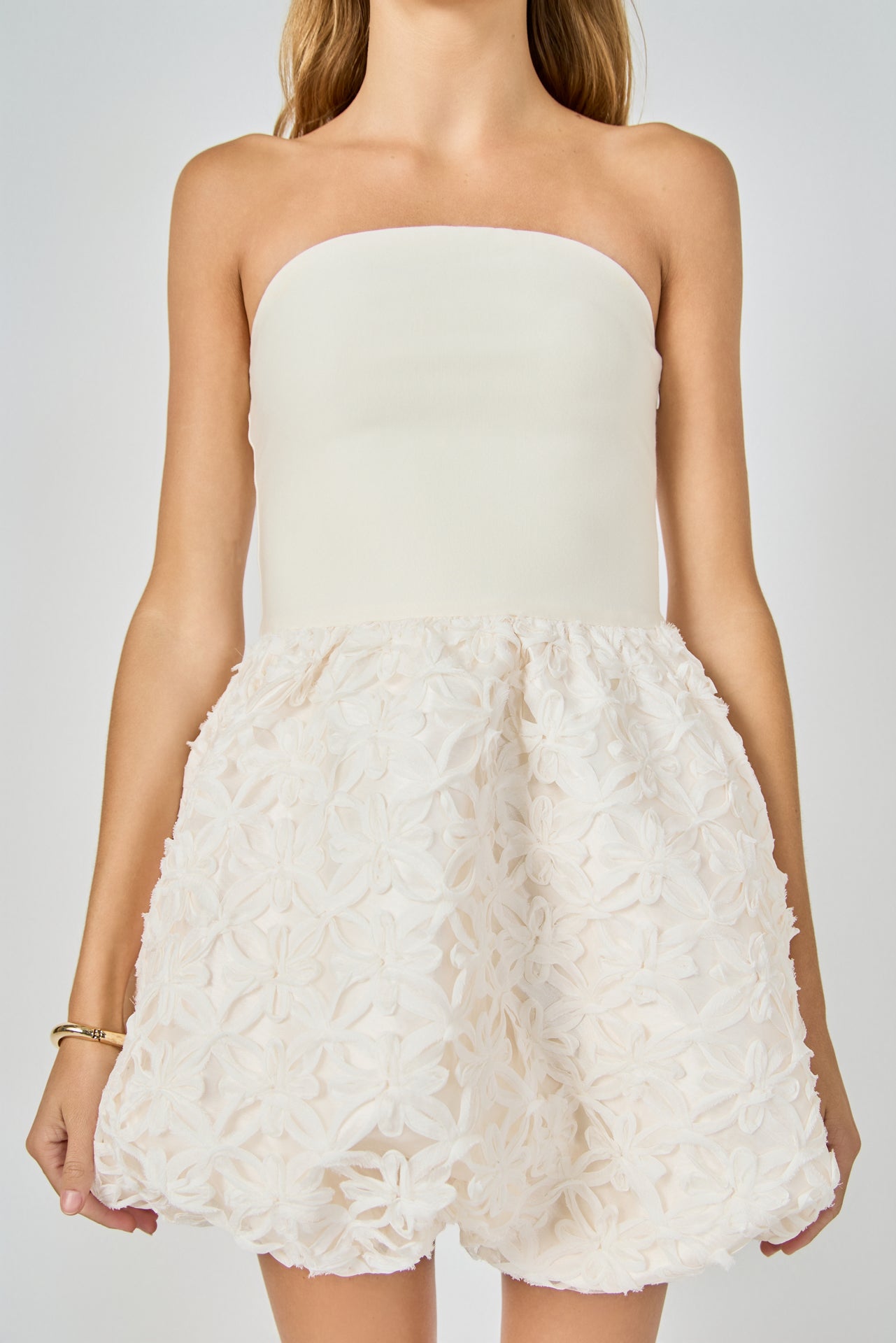 endless rose strapless floral embroidered mini dress endless rose Women's Strapless Floral Embroidered Mini Dress