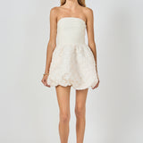 Floral Applique Strapless Mini Dress