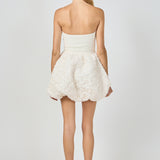 Floral Applique Strapless Mini Dress