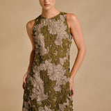 Floral Appliqué Sleeveless Midi Dress