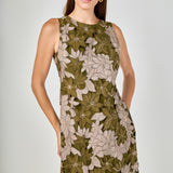 Floral Appliqué Sleeveless Midi Dress