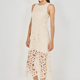 Pearl Floral Lace Midi Dress